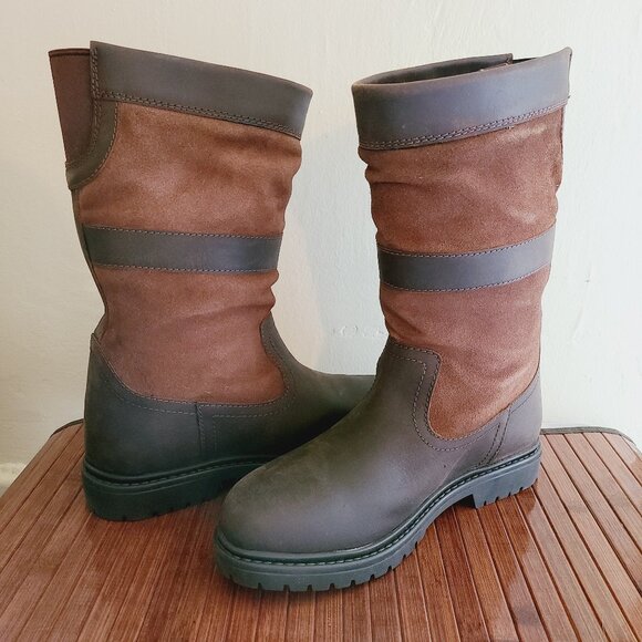Mid-Calf Leather/Suede Waterproof Country/Yard Boots - NEW - Picture 2 of 9